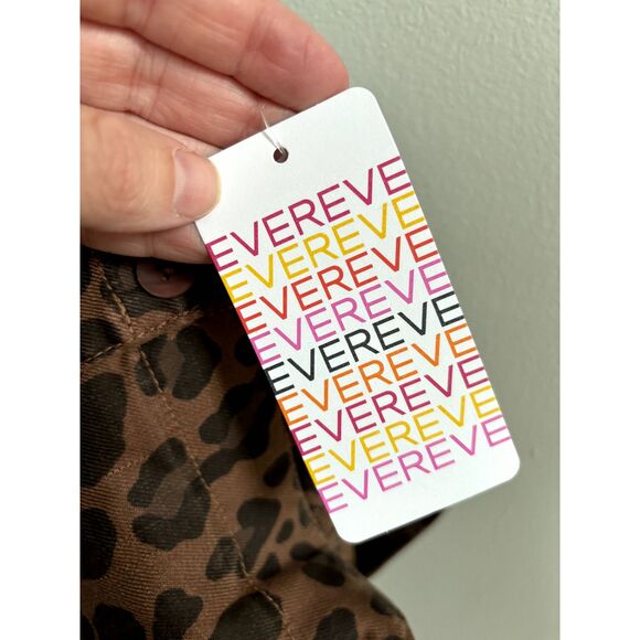 Evereve Level 99 Linen Dress Women's L Brown Cheetah Print Button Front Stretch - Picture 8 of 12